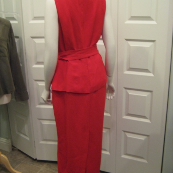 RED PEPLUM STYLE ANKLE LENGTH RED DRESS SIZE 8 - Picture 3 of 7